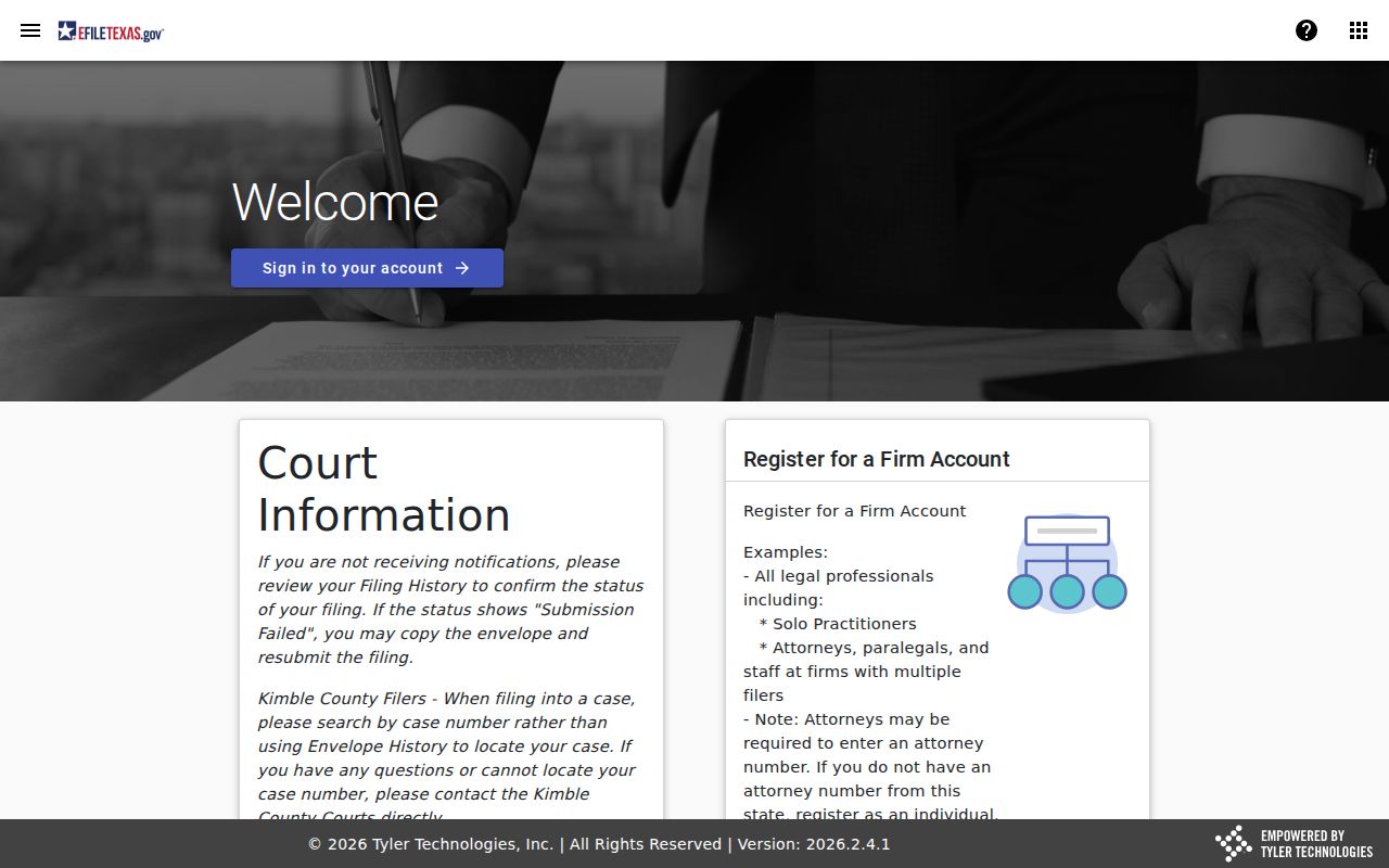 Texas e-filing portal for Sabine County criminal court filings