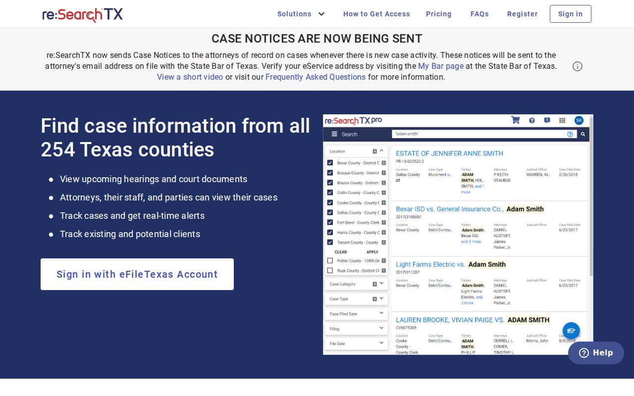 re SearchTX access for Sabine County criminal case records